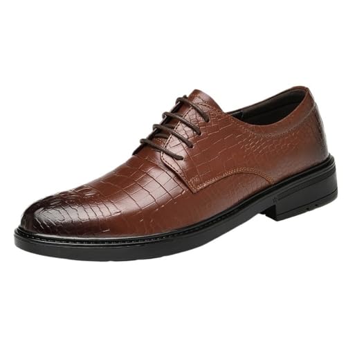 Mens Crocodile Pattern Leather Dress Shoes Business Oxford Shoes British Style Pointed Toe Casual Wedding Rubber Non Slip Lace up