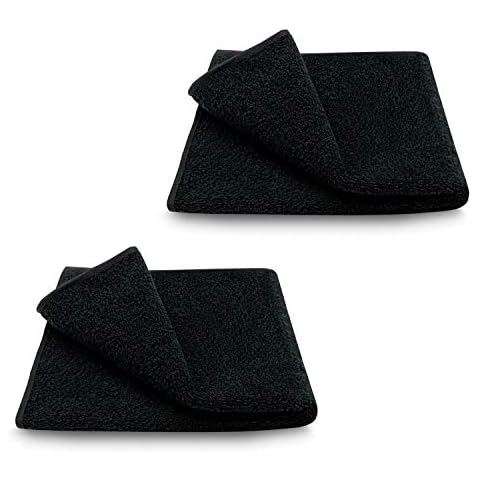 ARLI 2X Gästetuch 30 x 50 cm schwarz 2er Set Pack Gästetücher Handtuch 100% Baumwolle 2 Handtücher hochwertige Frottier klassischer Design elegant schlicht modern praktisch Cover