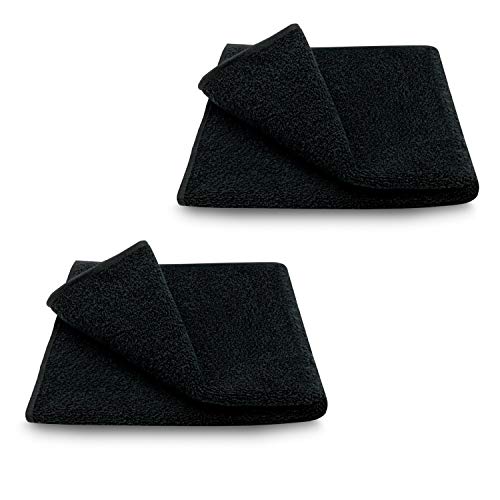 ARLI 2X Handtuch 50 x 90 cm schwarz 2er Set Pack Handtücher 100% Baumwolle 2 Handtücher hochwertige Frottier Frottee klassisch Design Gästetücher Handtuchaufhänger Aufhänger