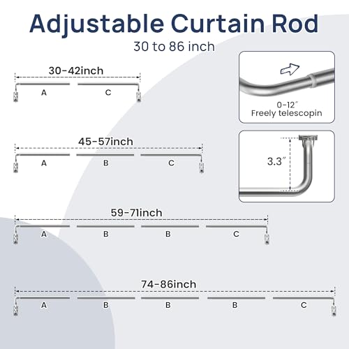 Image of ENJOYBASICS 48-84 inch Wrap Around Curtain Rod, Quick Curtain Change, Silver