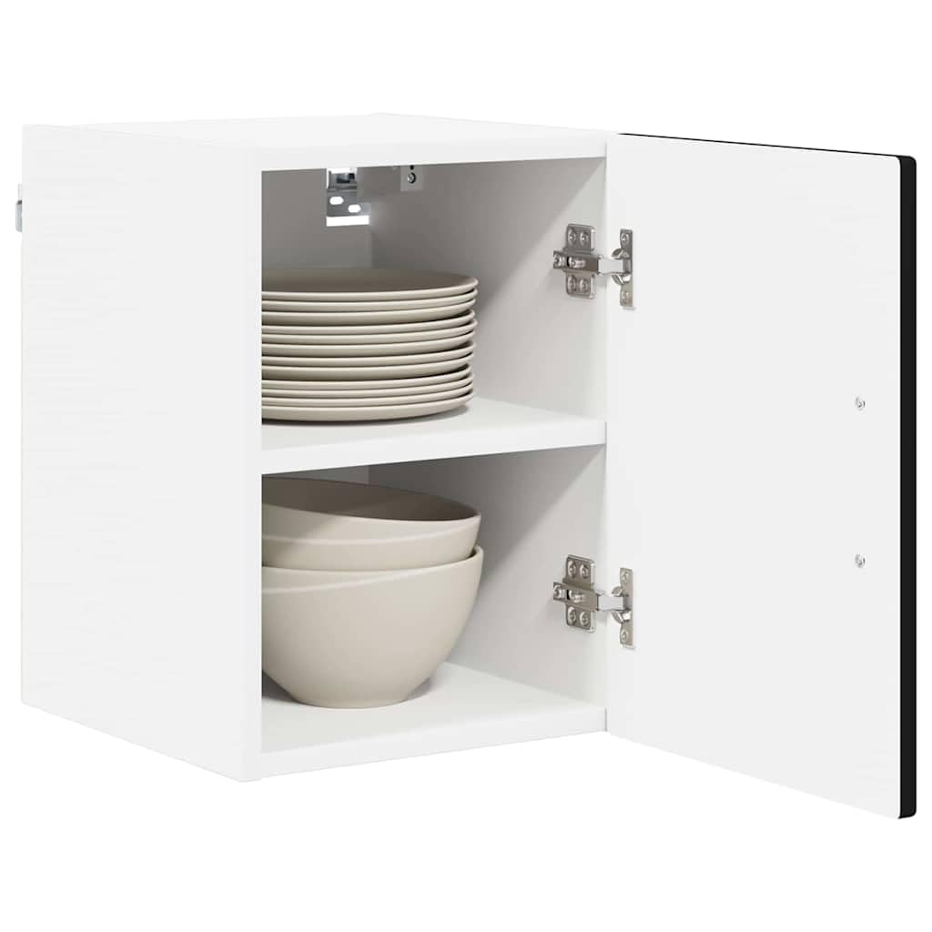 Wandschrank Lucca Schwarz Holzwerkstoff 30 x 31 x 40 cm mit Tür, Regalboden und Schublade für Küche Esszimmer Stauraum platzsparend Organizer