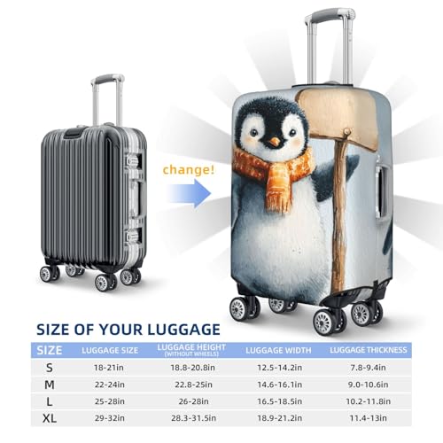 Cute Penguin Watercolor Elastic Travel Luggage Covers Dustproof Scratch-Resistant Suitcase Protector Fit 22-24 Inch4
