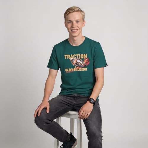 Image of Men's Round Neck Graphic Printed T-Shirt, Red | Premium Cotton Casual Riding Tee | Comfortable Regular Fit Crew Neck for Bikers & Everyday Wear