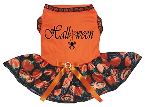 Robe d'Halloween pour chien Spider confortable taille M orange - 2