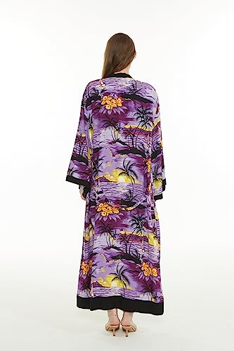 Matchable Couple Hawaiian Luau Shirt or Maxi Kimono in Sunset Purple3
