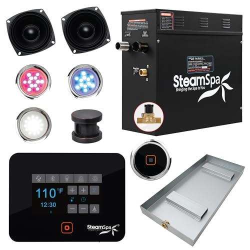 Image of Generator with Quick Start Continuous Steam Technology, Wi-Fi, Bluetooth and Autodrain | 4.5kW Steam Generator with Oil Rubbed Bronze Steam Head with Aromatherapy Reservoir | RVB450ORB-A