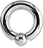  Pain-is-Art Schraubkugelring 4,0 - 15,0 mm aus 316L Chirurgenstahl - Größenwahl - Intimpiercing BCR Screw-On (Dicke: 6,0 mm  Innendurchmesser: 14 mm)