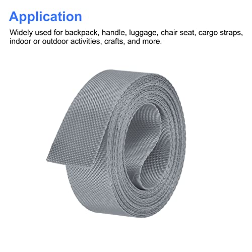 Image of MECCANIXITY Flat Nylon Webbing Strap 1 Inch 4 Yards Gray for Backpack, Cargo Strap, Luggage-rack