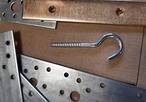 Hooks Heavy Duty Large Screw for Hanging Washing Line Indoor and Outdoor Eye Box of 10pcs Set Size: Wall Plastic Plugs P M10 10x50mm & Hook Screw-in S M6 6x80mm - Image 7