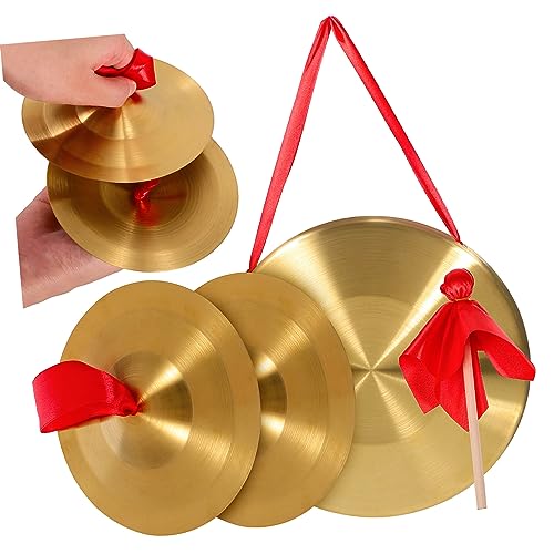 BESPORTBLE Loud Chinese Gong Cymbals 22cm Gong 15cm Cymbals Pair for Musicians and