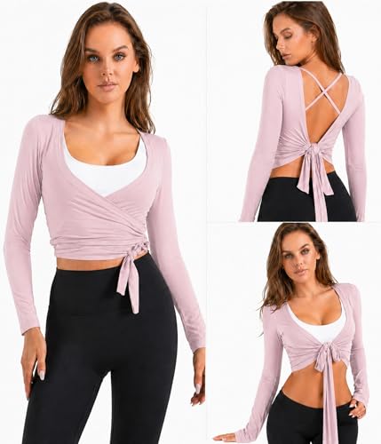 Image of Women Tie Front Shrug Long Sleeve Bolero Cardigan Lightweight Casual Tops