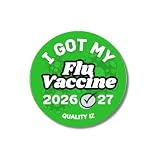 1" I Got My Flu Shot 2026-27 Season Stickers, Quality IZ (1 roll, 100/roll) (Green)