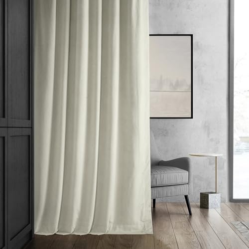 HPD Half Price Drapes Signature Velvet Thermal Blackout Curtains for Living Room 108 Inch Long (1 Panel) Rod Pocket Insulated Blackout Curtains for Bedroom Window Curtains, 50W x 108L, Porcelain White