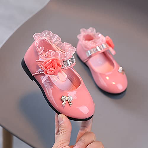 Unifizz Girls Mary Jane Dress Shoes for Toddler Kids Flower Rhinestone Front Bow Ballerina Flat2