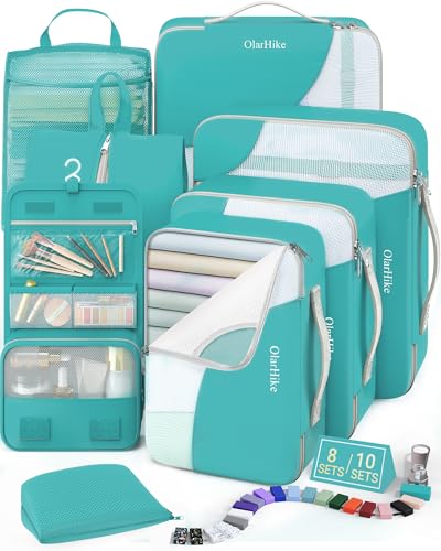 Image of 8 Set Packing Cubes for Travel, Gifts for Women Mom,Anti-Tearing Suitcase Organizer,OlarHike Vacation Essentials & Accessories for Cruise Ship
