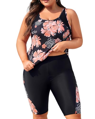 Daci Womens Plus Size Tankini Swimsuits - Tummy Control Two Piece Bathing Suits with Knee Length Shorts 2025