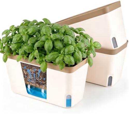 T4U Blumenkasten Lang 27 cm 3er Set, Kräutertopf mit Wasserspeich...