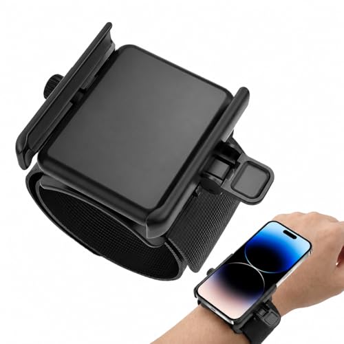 Wristband Phone Holder No Screen Blocking 360 Rotating Wrist Phone Mount Memory Lock Quick Release for Android iPhone 17/16/15/14/13 Pro Max/Pro/Mini/12/11/SE/Xs/XR/8 Plus Fits 46.7 Phones