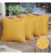 DFXSZ Outdoor Pillow Covers 18x18 Inch Set of 4 Square Pure Yellow Couch Pillow Covers Outdoor Su...