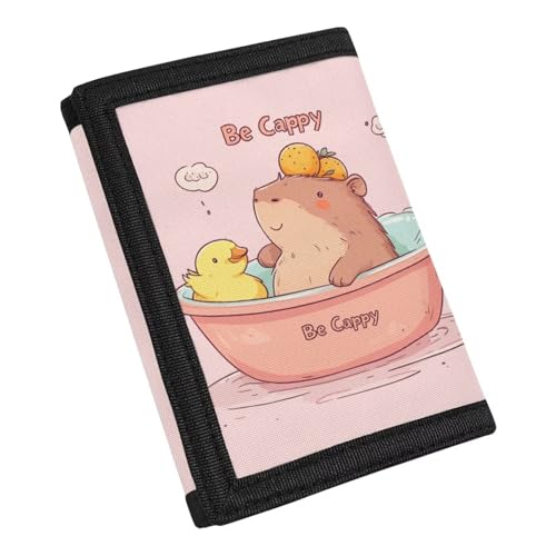 Rnyleeg Kawaii Capybara Wallet for Kids with Coin Pocket Pink Kids Wallets for Girls 5-7 Lightweight Trifold Childrens Wallets for Toddlers Girls Small Purse with Card Holders2