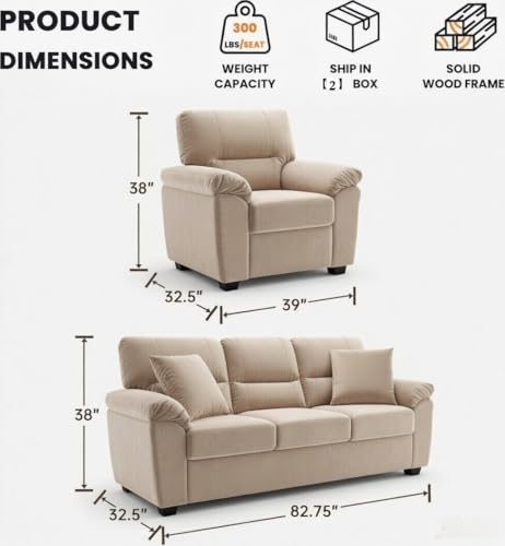Image of Anderson 3+1 Seater Sofa for Living Room | Sectional Sofas | Premium Sofa for Living Room | 4 Seater Sofa for Home Office (Beige Fabric, 3+1 Seater)