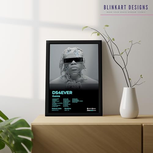 Image of BLINKART Gunna- DS4EVER Wall Photo Frames | Wall Art for Bedroom, Living Room, Studio or Office | Album Cover Print with Spotify Song Link QR Code | Gift for Fans - 8x12 In