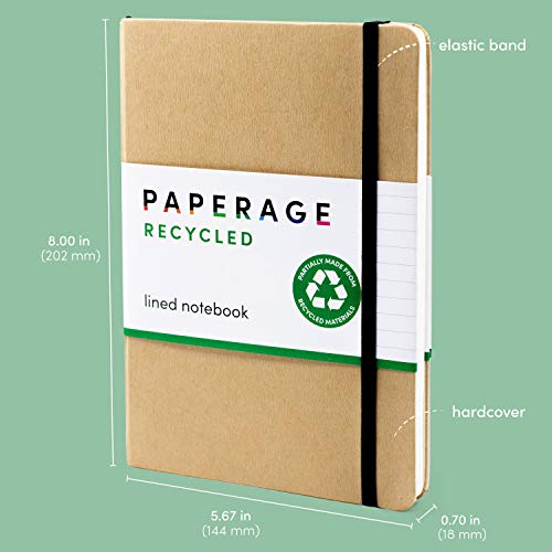 PAPERAGE Recycled Lined Journal Notebook, (Kraft Natural Brown), 160 Pages, Medium 5.7 inches x 8 inches - 100 gsm Thick Paper, Hardcover - Image 3