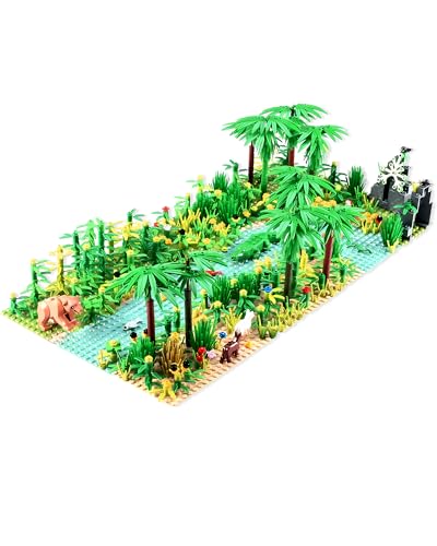 Tropischer Regenwald, botanische Landschaft mit Bauplatten für Lego-Baumhaus Dschungel, Baumhaus-Abenteuer, Baustein-Spielzeug, kompatibel mit Lego Bauer