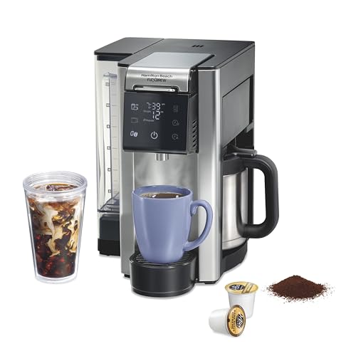 Comparison: Best Dual Coffee Maker K Cup 8 Hamilton Beach FlexBrew Advanced 5-in-1 Thermal Programmable 12 Cup Drip and Single Serve Hot & Iced Coffee Maker, Movable 60oz. Water Reservoir, Use Pod Packs and Grounds, Fast Brewing, Black (49929)