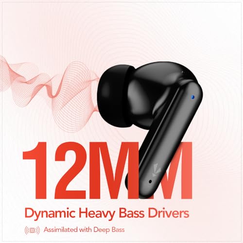 Image of MadRabbit Dyno TWS in-Ear Earbuds, 80H Playtime, 50MS Low Latency Gaming, ENC Quad Mics, 12MM Bass Drivers, BT 5.3, IPX5 Dust & Water Resistant, Made in India, Voice Assistant, Auto Connect, Black
