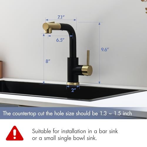 Image of GIMILI Bar Sink Faucet Black and Gold Single Hole