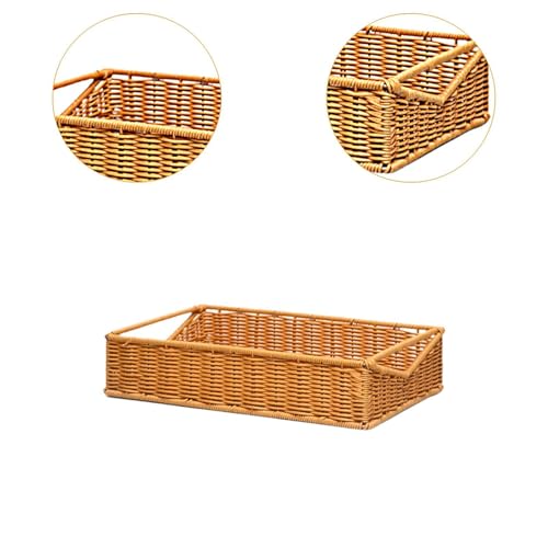 Cesta para servir pan rectangular de imitación mimbre naranja en formato M individual 3