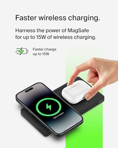 Belkin MagSafe 15W 2 in 1 Wireless Charging Pad, Fast iPhone Charger - image 2