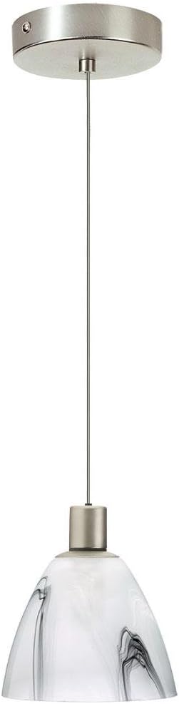 Dainolite DLSL701-WBM-SC 1-Light Pendant with white black marble glass shade and satin chrome finish
