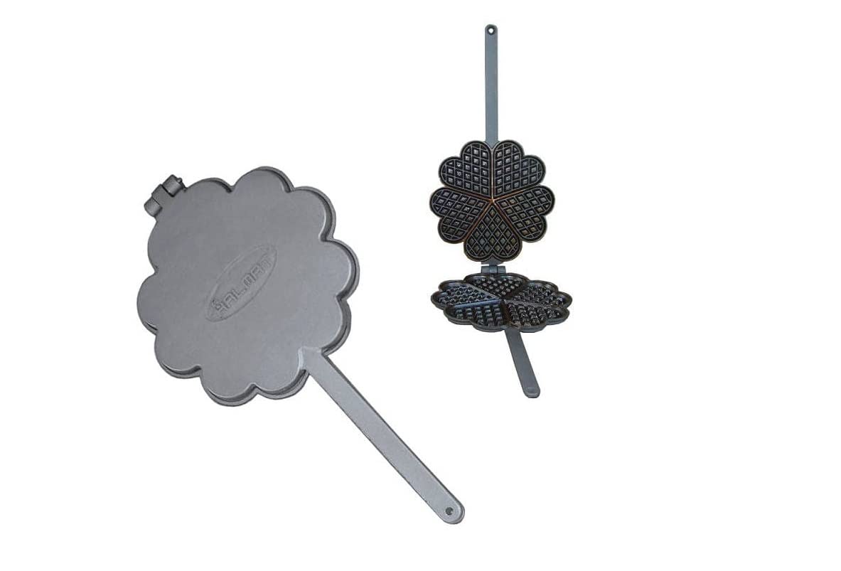 Sellon24 Waffeleisen aus Gusseisen Herzförmige fi 275mm Waffeln Grill Lagerfeuer H2940