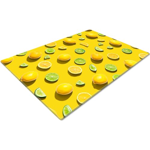Chopping Board | Glass Chopping Boards for Kitchens | Glass Worktop Savers for Kitchen | Cutting Boards for Kitchen | Chopping Board Non Slip | Small Chopping Board | Yellow Lemon & Lime
