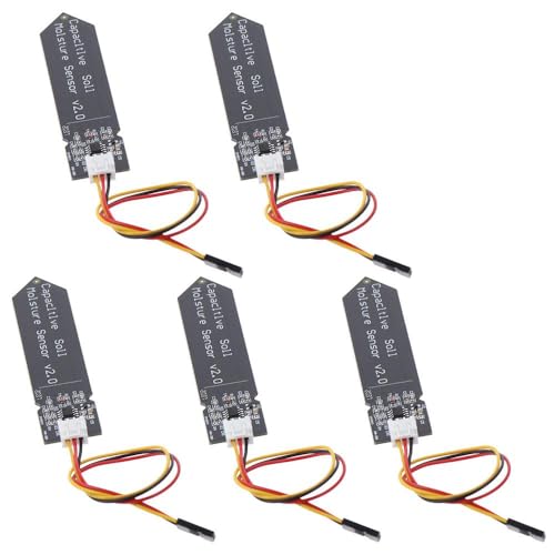 SHUATI Capacitive Soil Sensor Module 5PCS Black Durable 3.3~5.5V Humidity Detection Sensors with Analog Sensor Cable Integrated Circuits