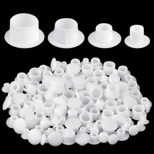TIESOME 120 piezas de tapones para agujeros de taladro, 5/6/8/10 mm, 4 tamaños, tapones de plástico, redondos, de goma, impermeables, para tornillos, muebles, agujeros