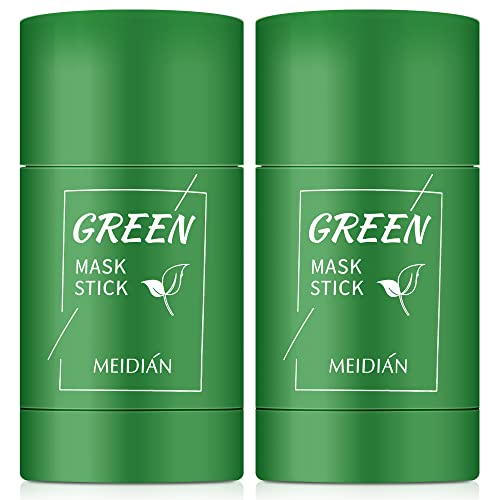 2 PCS Green Mask Stick, Clay Face Mask, Green Tea Extract, Anti-Aging, Face Moisturizes Oil Control, Deep Clean Pore for All Skin Types Men and Women