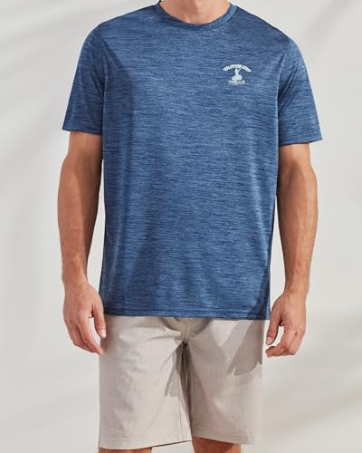 CARIBBEAN JOE Men's Rash Guard, Those Who Bait Long Sleeve Sun Protection Swim Shirt, Beach and Fishing T-Shirt Top, Navy Spacedye4