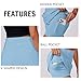 PINSPARK Womens Athletic Skirt High Waisted Mini Tennis Skorts with Pockets Solid Running Skirt Golf Workout Skater, Light Blue Large