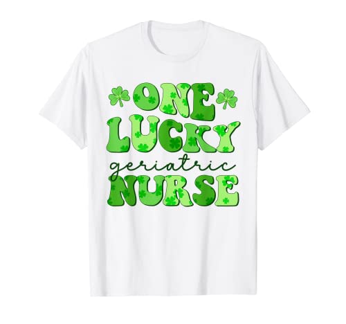 One Lucky Geriatric Nurse Retro St Patrik's Day Nursing Maglietta