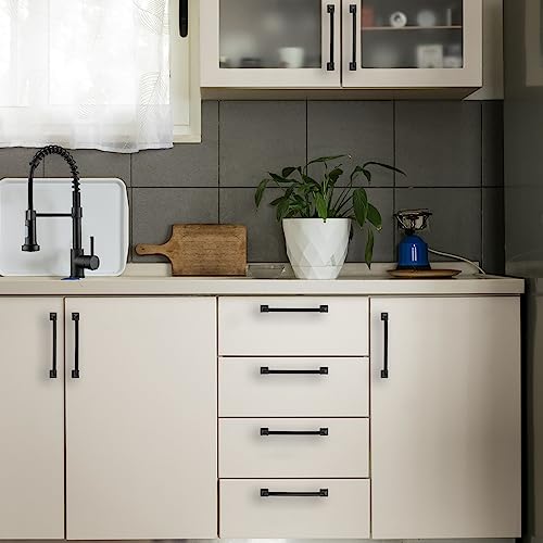 Image of Ravinte Matte Black Square Foot Arch Cabinet Pulls 7-1 /2 Inch 20 Pack