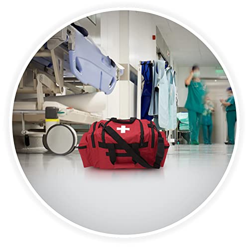 Image of ASA TECHMED First Aid Responder EMS Emergency Medical Trauma Bag Deluxe, Red
