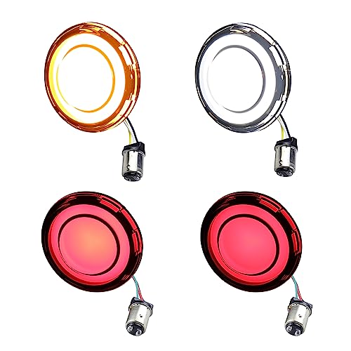 MotoParAcc Smoked 1157 Front Rear LED Turn Signals, 2 Inch Bullet Motorcycle Brake Taillights for Harley Touring Road King Sportster Softail Electra Glide Iron 883-4Pcs