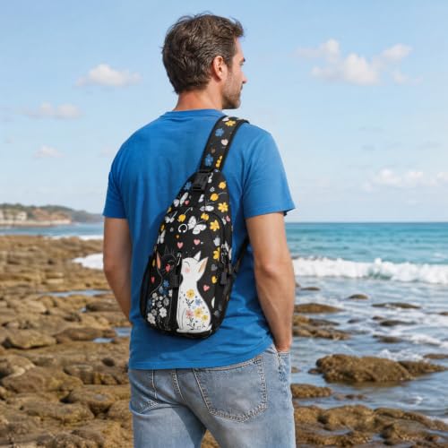 Image of Cat Sling Bag For Women Men Small Crossbody Bags Mini Water Resistant Casual Chest Bag Backpack Shoulder Daypack For Travel Hiking