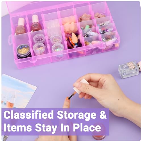 Image of False Nail Container, 36-Gird Plastic Nail Art Organizers Storage Box with Adjustable Dividers, False Jewelry Diamonds Charms Nail 3D Decorations Manicure Accessory Holder Case, 2 Packs