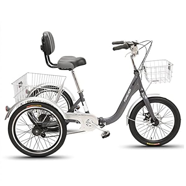 3 Wheel Bikes Bicicleta Tres Ruedas, Triciclo Plegable Adultos, Bicicleta con Pedales 3 Ruedas, 7 velocidades, con Cesta Compra, Adecuada Personas Mayores, Mujeres, Hombres, Ciclismo, pedaleo