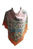 80% Wolle, 20% Viskose majo luju Damen Tuch Schal Halstuch Paisley Blumen Tracht Russisch Folklore Fransen Russia