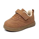 Apakowa Toddler Sneakers Baby Walking Shoes First Walker Sneakers Wide Toe Box Soft Sole Infant Toddler Casual Shoes for Boys Girls 6-24 Months Brown